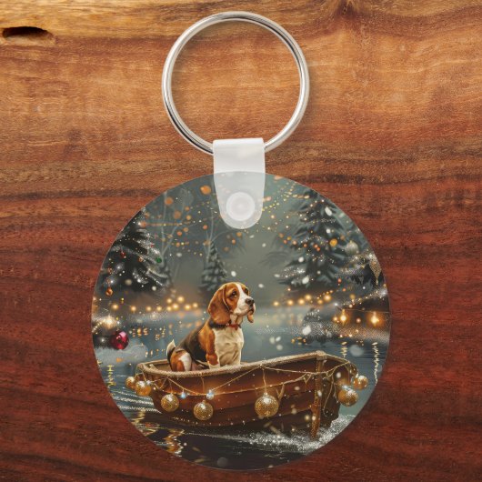 Beagle kerstvakantie sleutelhanger (Achterkant)