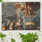 Beagle kerstvakantie theedoek (Gevouwen)