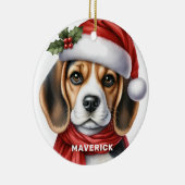 Beagle kerstversiering keramisch ornament (Rechts)