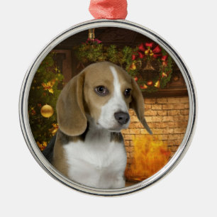 Beagle kerstversiering metalen ornament