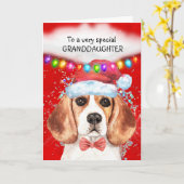 Beagle kleindochter schattige kerstwensen kaart (Gele Bloem)