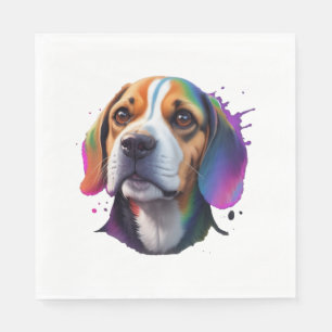 Beagle kleurrijk servet