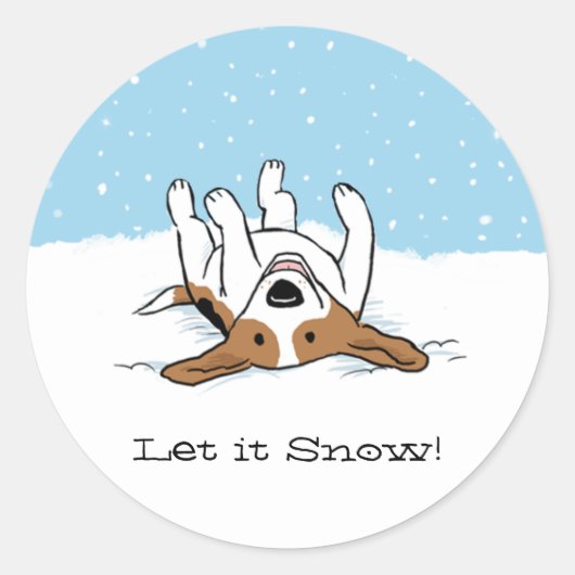 Beagle laat het sneeuwen | Hond Kerstvakantie Cust Ronde Sticker (Voorkant)