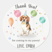 Beagle laat hond verjaardag dank u ronde sticker (Voorkant)