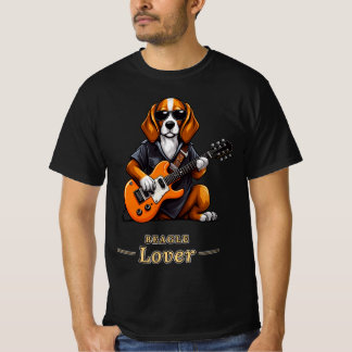 Beagle liefhebber rockster gitaarhond cadeau t-shirt