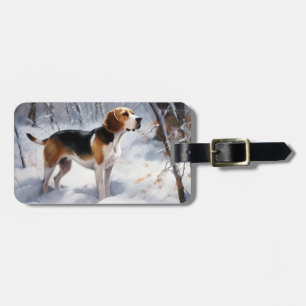 Beagle liet het sneeuwen Kerstmis Bagagelabel