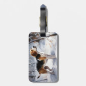 Beagle liet het sneeuwen Kerstmis Bagagelabel (Achterkant verticaal)