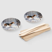 Beagle liet het sneeuwen Kerstmis Handwaaier (Niet-gemonteerd)