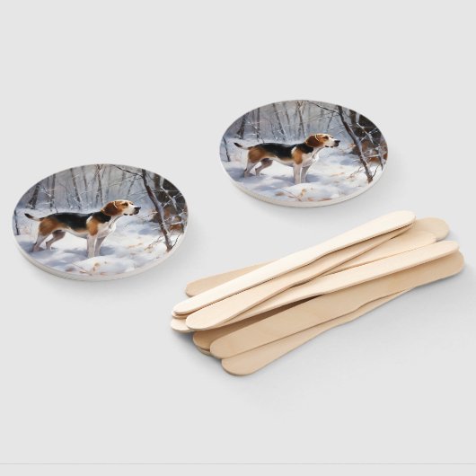 Beagle liet het sneeuwen Kerstmis Handwaaier (Niet-gemonteerd)