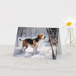 Beagle liet het sneeuwen Kerstmis Kaart