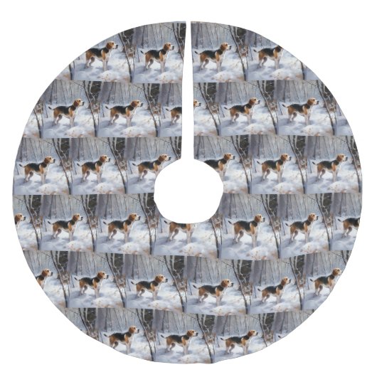 Beagle liet het sneeuwen Kerstmis Kerstboom Rok (Voorkant)