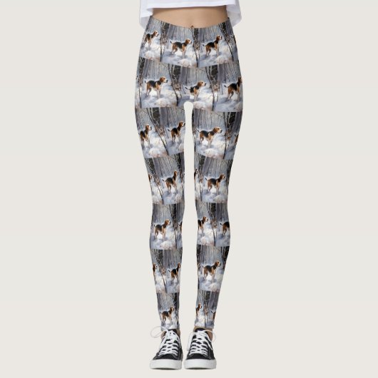 Beagle liet het sneeuwen Kerstmis Leggings (Voorkant)