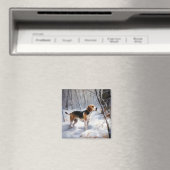 Beagle liet het sneeuwen Kerstmis Magneet (Insitu (Vaatwasser))