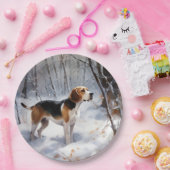 Beagle liet het sneeuwen Kerstmis Papieren Bordje (Feest)