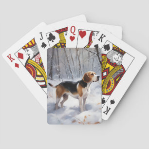 Beagle liet het sneeuwen Kerstmis Pokerkaarten