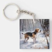 Beagle liet het sneeuwen Kerstmis Sleutelhanger (Voorkant)
