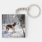 Beagle liet het sneeuwen Kerstmis Sleutelhanger (Achterkant)