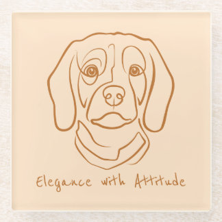 Beagle Line Art, Elegance with Attitude Glazen Onderzetter