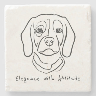 Beagle Line Art, Elegance with Attitude Stenen Onderzetter