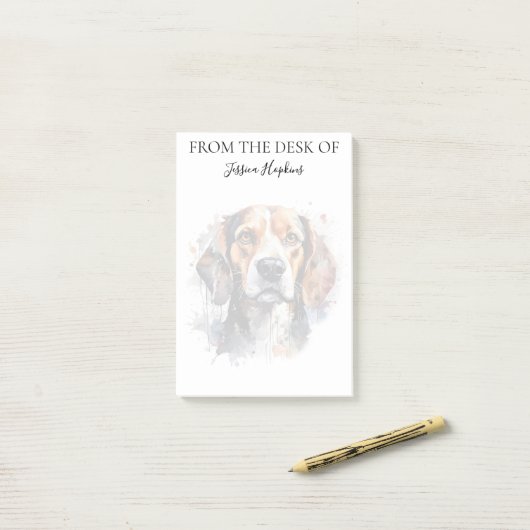 Beagle Lover Monogrammed Dog Post-it® Notes (Op bureau)