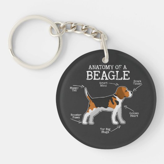 Beagle Lovers/anatomie van een beagle Sleutelhanger (Voorkant)