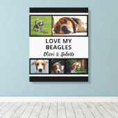 Beagle Lovers Custom Puppy and Dog Photo Collage Canvas Afdruk (Insitu (Houten vloer))