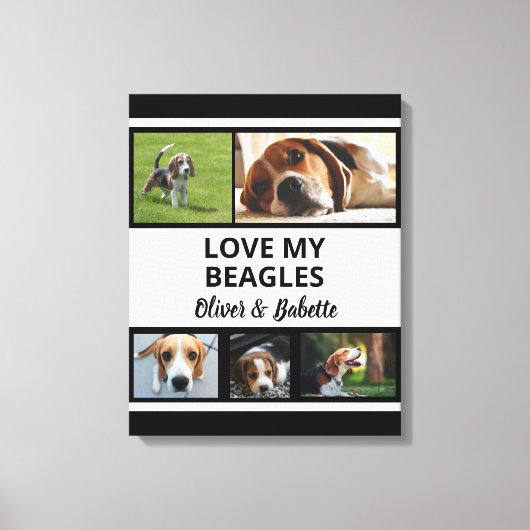 Beagle Lovers Custom Puppy and Dog Photo Collage Canvas Afdruk (Voorkant)