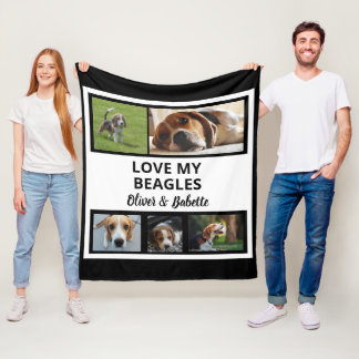 Beagle Lovers Custom Puppy and Dog Photo Collage Fleece Deken