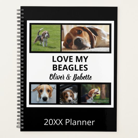 Beagle Lovers Custom Puppy and Dog Photo Collage Planner (Voorkant)