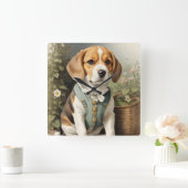 Beagle Lover's Vierkante Klok (Huis)