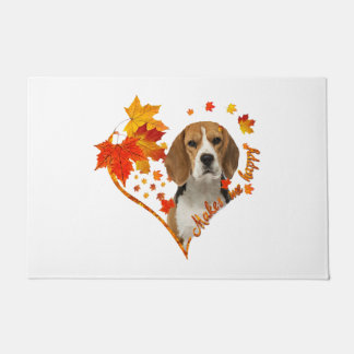 beagle maakt me blij met herfst hartbladeren deurmat