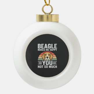 Beagle maakt me gelukkige hondenliefhebber keramische bal ornament