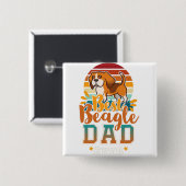 beagle mam, beagle pap, hondenliefhebber, cadeau v vierkante button 5,1 cm (Voorkant /achterkant)