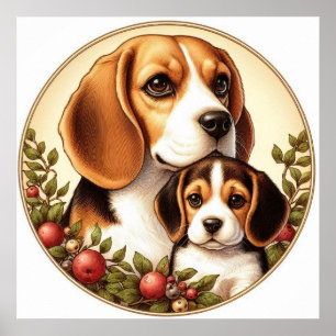 Beagle mama en pup 01X Poster