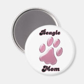 Beagle Maman Pink Pawprint - Magnet (Recto/Verso)