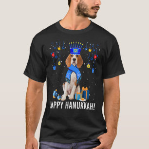 Beagle Menorah Pet Kerstmis Happy Hanukkah joods T-shirt