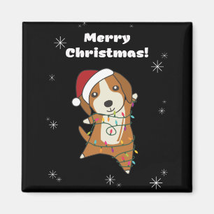 Beagle Merry Christmas Winter Animals Dog Magneet