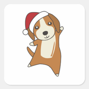 Beagle Merry Christmas Winter Animals Dog Vierkante Sticker