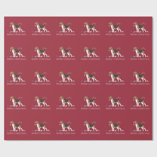 Beagle Merry-kerstontwerp Cadeaupapier (Vlak)