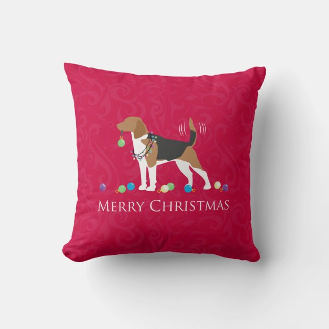 Beagle Merry-kerstontwerp Kussen (Voorkant)