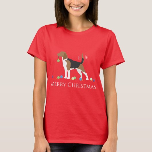 Beagle Merry-kerstontwerp T-shirt (Voorkant)