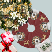Beagle met gouden glitter herten kerst | Rood Kerstboom Rok