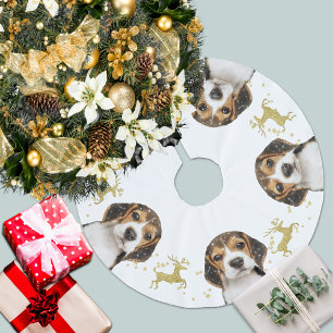 Beagle met gouden glitter herten kerst Wit Kerstboom Rok