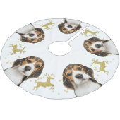 Beagle met gouden glitter herten kerst | Wit Kerstboom Rok (Gekanteld)