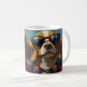 Beagle Met Hartrozen Valentijnsdag Koffiemok