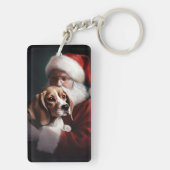 Beagle Met Kerstman Festieve Kerst Sleutelhanger (achterkant)