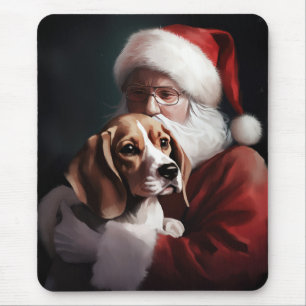 Beagle met kerstman Festieve Kerstmis Muismat