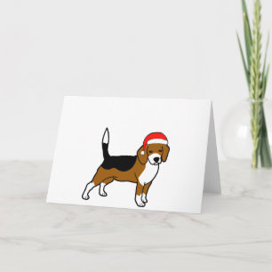 Beagle met kerstmuts feestdagen kaart