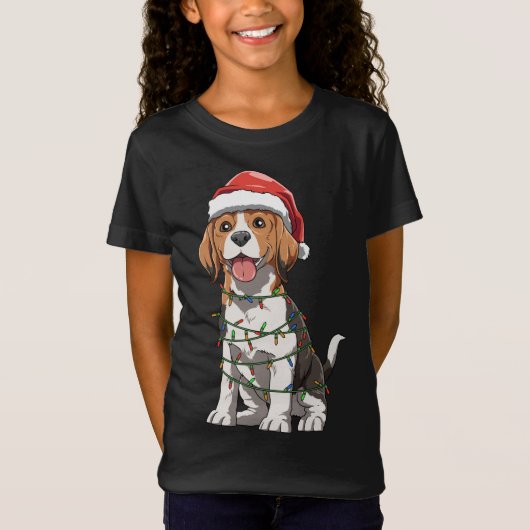 Beagle met kerstmuts thema Beagle liefde T-shirt (Voorkant)