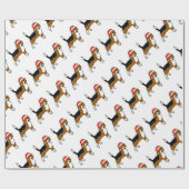 Beagle met Santa hat Cadeaupapier (Vlak)